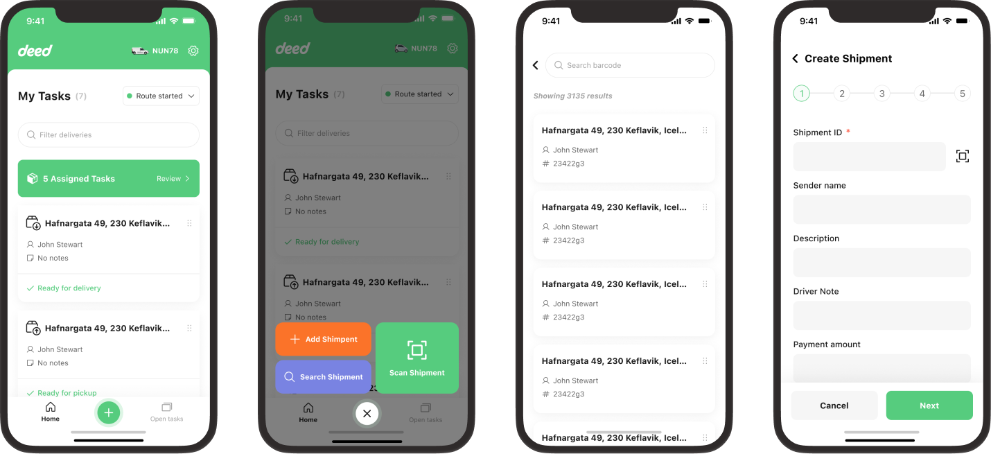 Add shipment, search, and create shipment